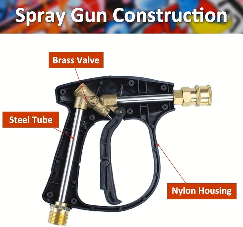 BEAR FORCE Pressure Washer Spray Gun M22-14 Max 3000 PSI with 1/4" Quick Connector Snow Foam Lance & 5 Spray Tips & Clip Nozzle Holder, Compatible for Some of Greenworks Kar-cher Ryobi Homelite Pressure Washer - Image 5